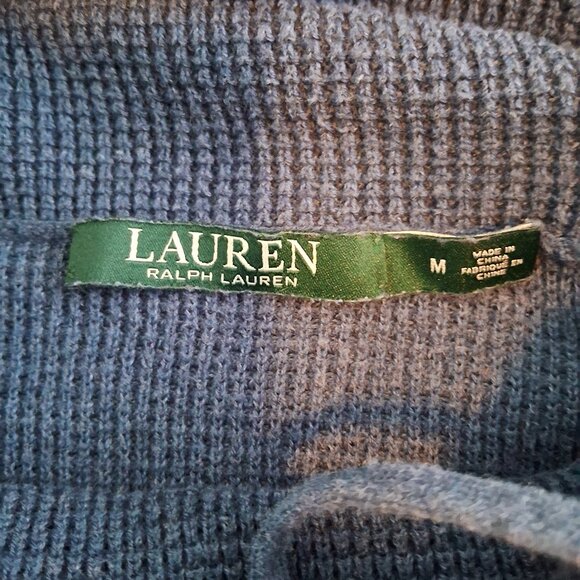Lauren Ralph Lauren blue Unique Knit Turtleneck Cowl Neck Sweater Drawstring - Picture 6 of 12